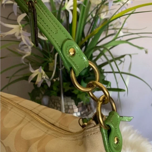 COACH Poppy Signature Jacquard Boho Shoulder/Crossbody Bag and wristlet.